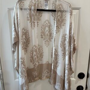 Chico's Beige and Cream Floral Open Kimono